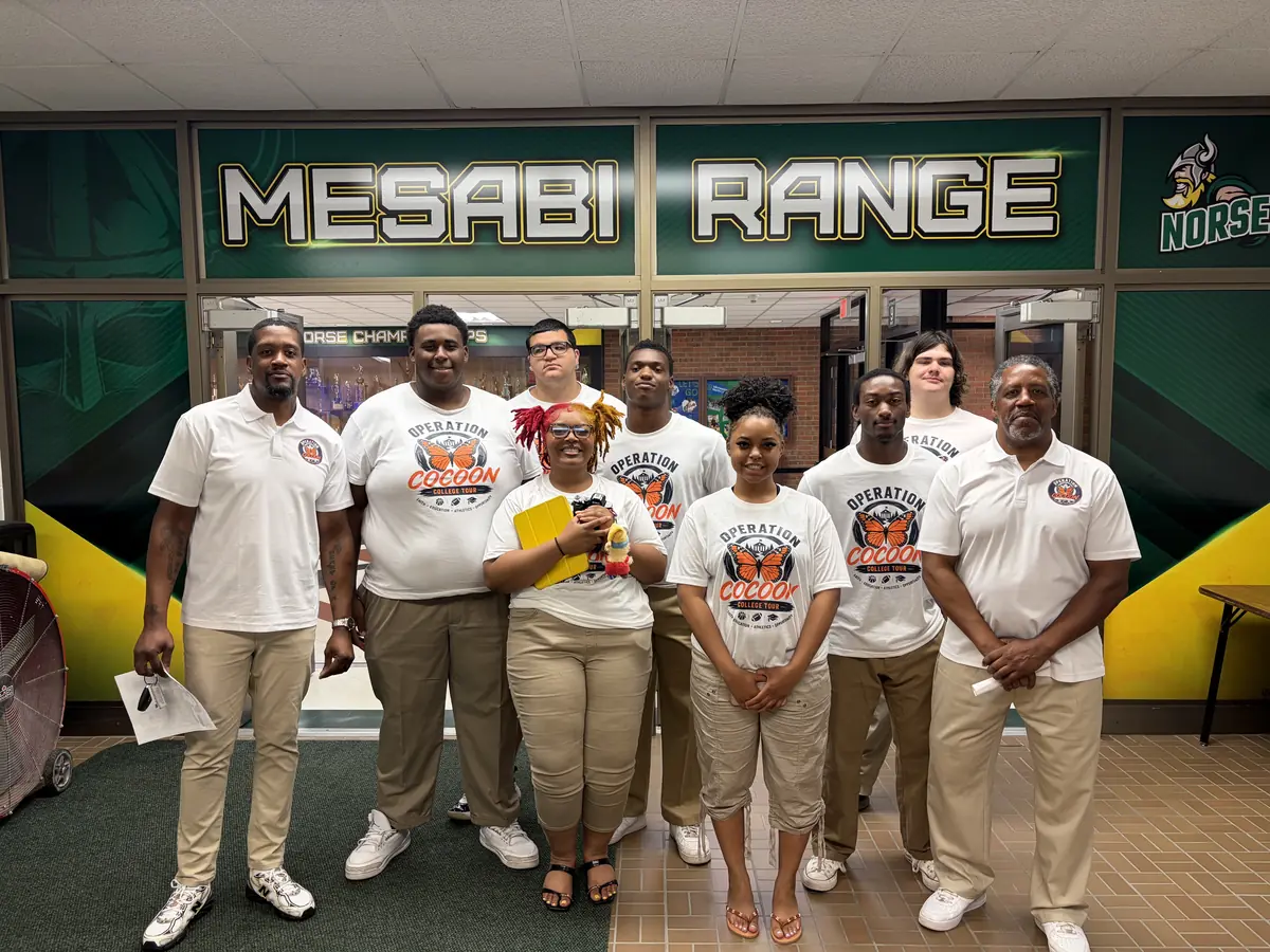 Operation Cocoon students and mentors standing at Mesabi Range.